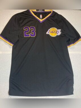 NBA Authentics Los Angeles Lakers #23 Black Baseball Jersey style V-Neck S small